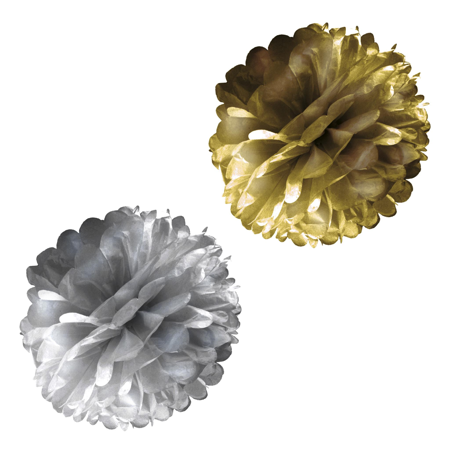 2 Pompons de 30 cm, 2 couleurs