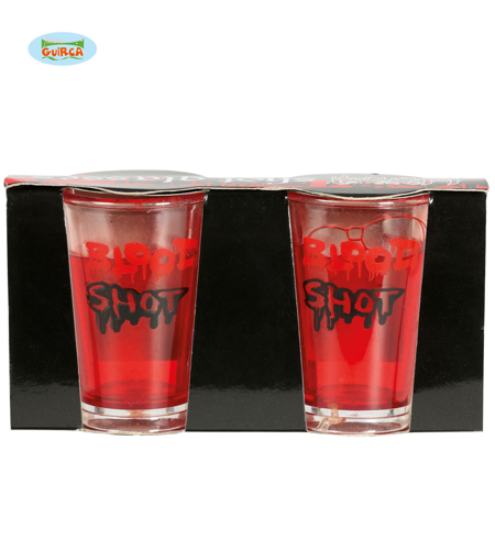 2 shot glaasjes met bloed 7cm