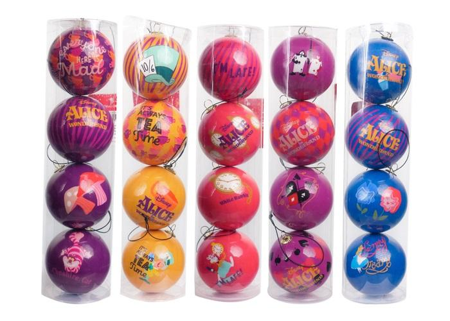 4 kerstballen Alice in wonderland Disney Official