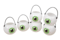 6 small jars with eyes