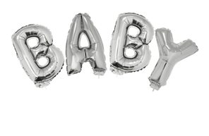 Ballonset 16 inch baby zilver met lint 5m