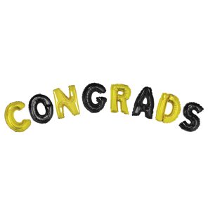 Balloon set 16 inch CONGRADS black gold with ribbon 5m