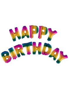 Balloon set 16 inch happy birthday rainbow with ribbon 5m