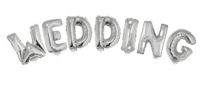 Balloon set 16 inch wedding silver with ribbon 5m