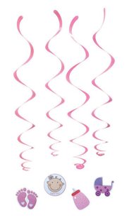 Birth baby girl hanging spirals deco