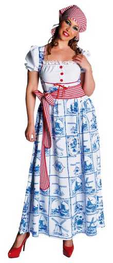 Boerin Verkleed Jurk Delftsblauw