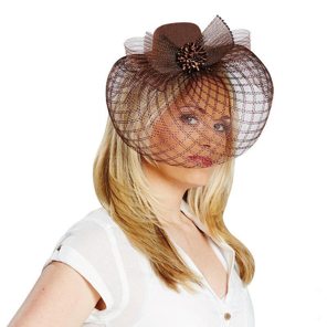 Brown hat with voile