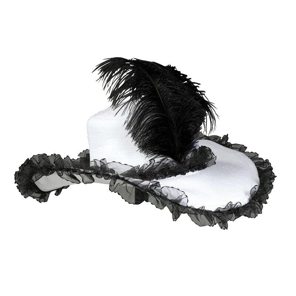 Chapeau blanc noir pour dames avec plume