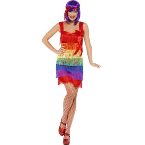 Charleston dress with fringes in rainbow colors