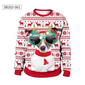 Christmas sweater dog with glasses