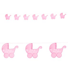 Decoration garland baby shower pink buggy 2.75m