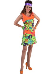 Disco hippie peace dress ladies