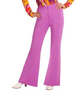 Disco pants with wide legs for ladies in purple