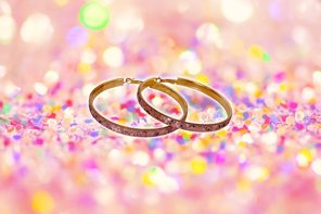 Earrings Large Ring Glitter pink
