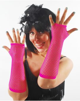 Fishnet gloves bright pink