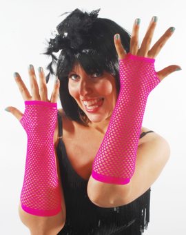 Fishnet gloves bright pink