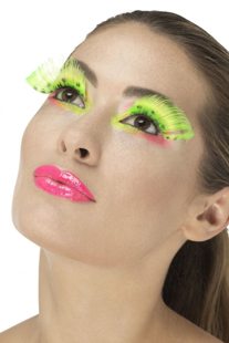 Fluorescent green eyelashes with dots