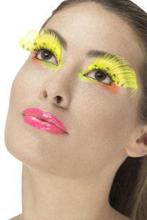 Fluorescent yellow eyelashes with dots
