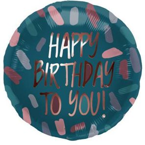 Foil Balloon Birthday Chic Petrol/Rose Gold - 45 cm