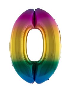 Foil balloon 40 inch digit 0 rainbow