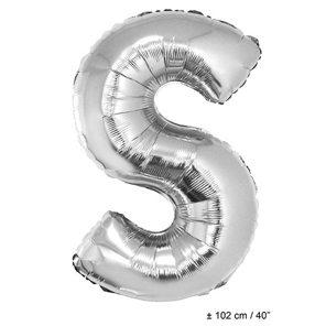 Foil balloon silver 40 inch letter S