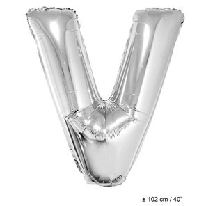 Foil balloon silver letter V 40 inch