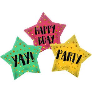 Foil balloons Star-shaped Tricolor 45cm - 3 pieces