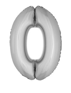 Folieballon 40 inch cijfer 0 zilver