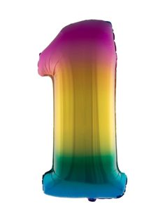 Folieballon 40 inch cijfer 1 regenboog