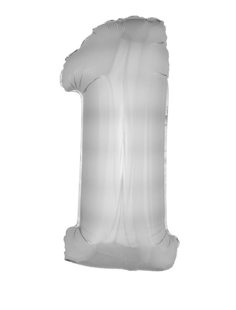 Folieballon 40 inch cijfer 1 zilver