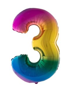 Folieballon 40 inch cijfer 3 regenboog