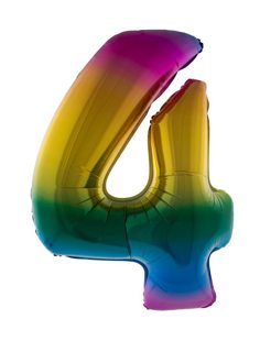 Folieballon 40 inch cijfer 4 regenboog