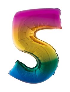 Folieballon 40 inch cijfer 5 regenboog