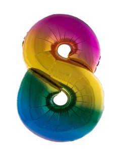 Folieballon 40 inch cijfer 8 regenboog