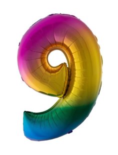 Folieballon 40 inch cijfer 9 regenboog