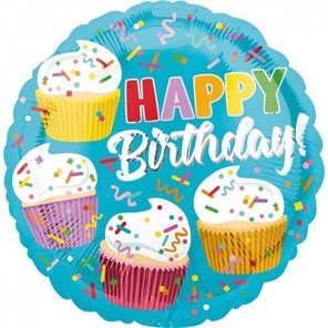 Folieballon HBD cupcakes 43cm