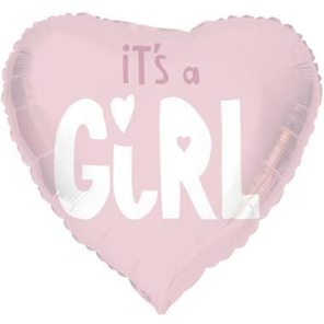 Folieballon Hartvormig It's a Girl Roze - 45 cm