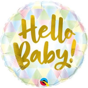 Folieballon Hello Baby! Meerkleurige Driehoeken - 45cm