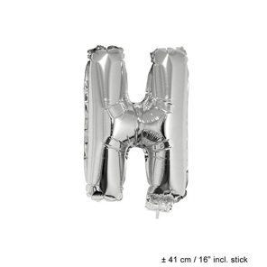Folieballon letter H 16 inch zilver