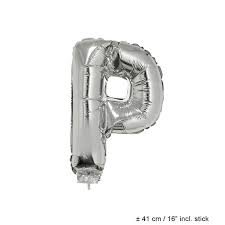 Folieballon letter P zilver 16 inch
