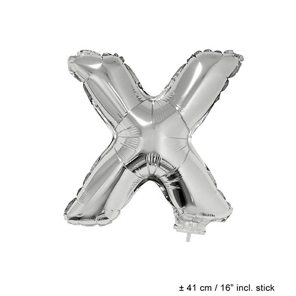 Folieballon letter X 16 inch zilver