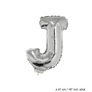 Folieballon zilver 16 inch letter J