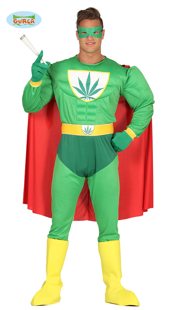 Funny super hero marijuana man costume
