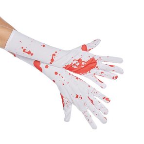 Gants avec éclaboussures de sang