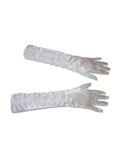 Gants sanglés en satin blanc