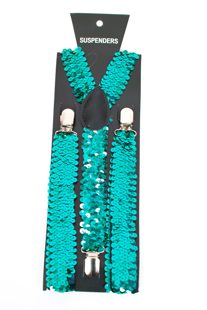 Glitter bretellen zeegroen