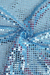 Glitterstof met grote pailletten 1.5M Zilverblauw