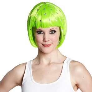 Green wig with rhinestone Trixy