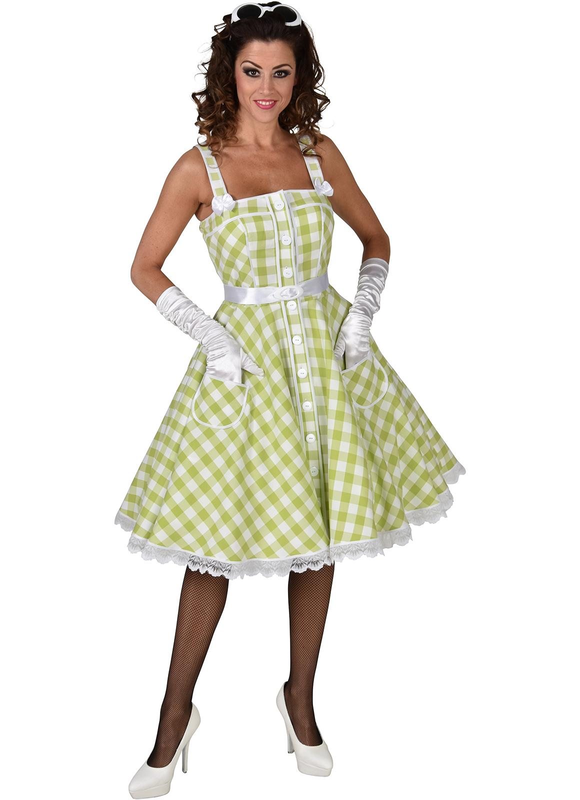 Dolly & Dotty Darlene Floral Swing Jurk Geruit Zwart & Wit