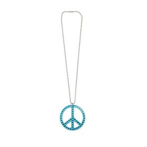Halsketting met strass steentjes Peace blauw